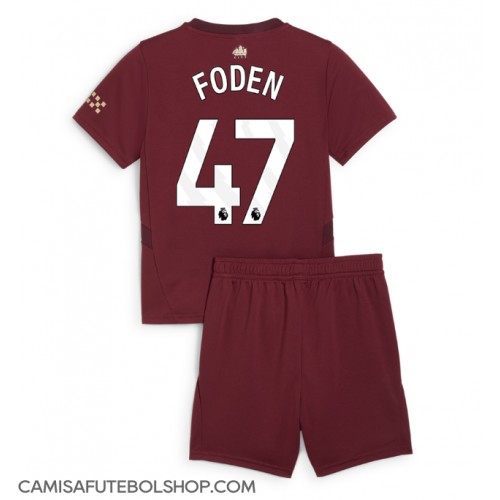 Camisa de time de futebol Manchester City Phil Foden #47 Replicas 3º Equipamento Infantil 2024-25 Manga Curta (+ Calças curtas)